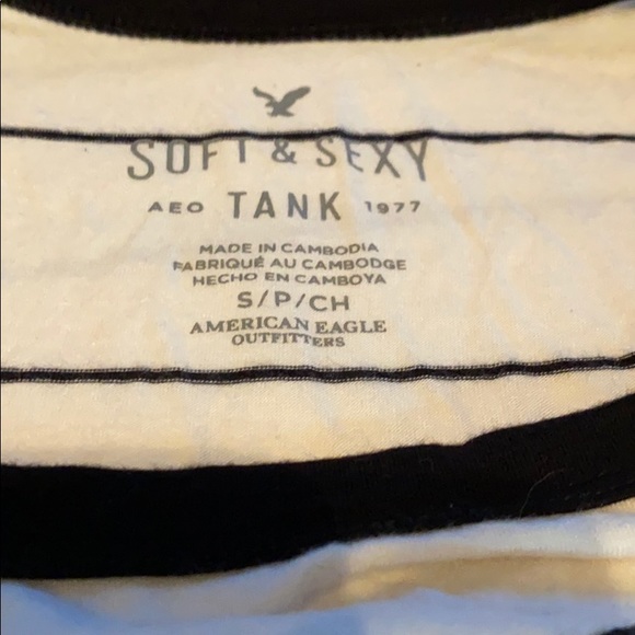 American Eagle soft cream & black striped tank - Picture 3 of 4
